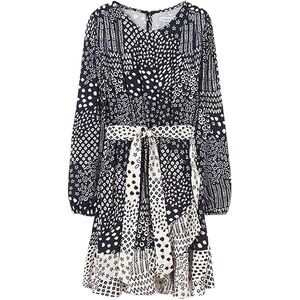 Mayoral Girls Black and White Long Sleeve Floral Dress